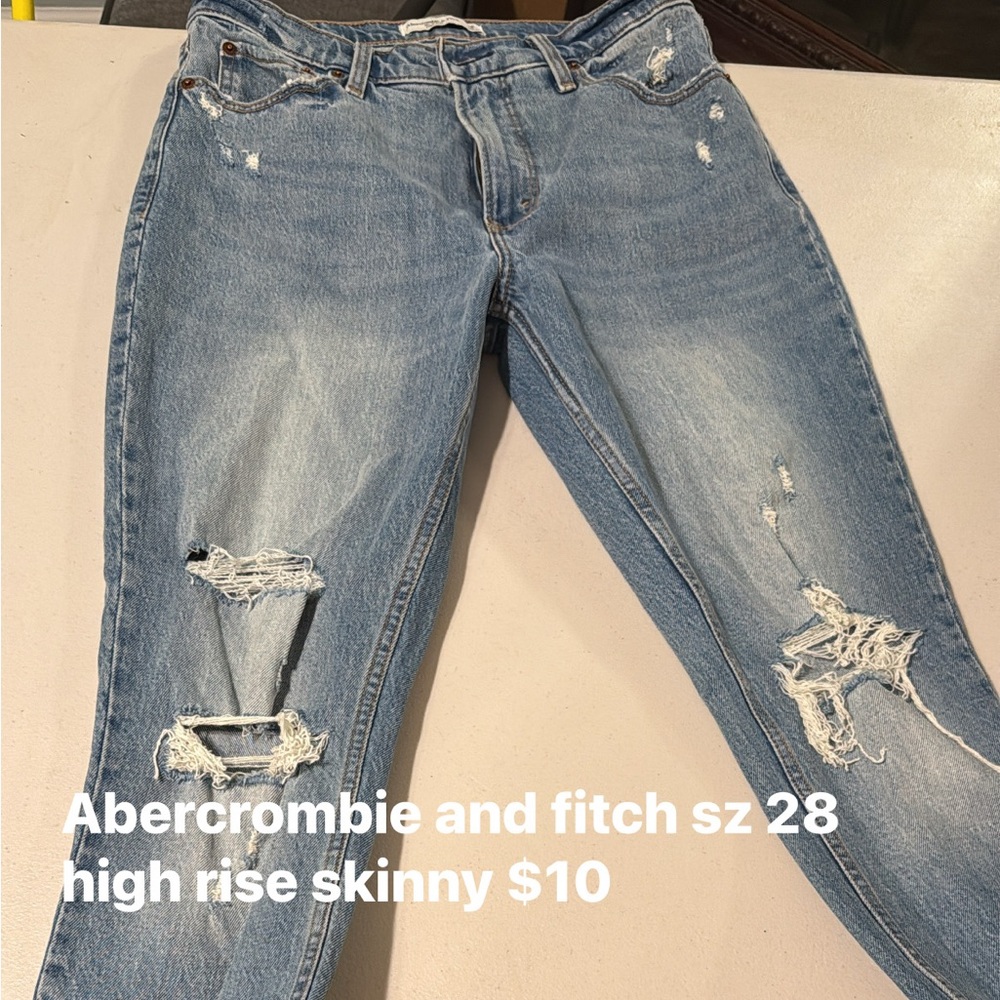 Abercrombie & Fitch Light Blue Distressed Jeans